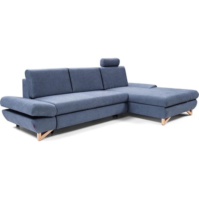Laski Разтегателна ъглова тапицирана холна гарнитура avesta с място за съхранение, l-образна, дясна, синя (lk0007)