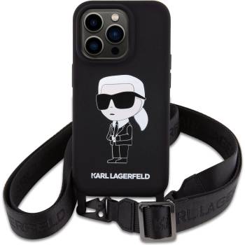 Image 1 of KARL LAGERFELD Калъф Karl Lagerfeld Apple iPhone 15 Pro Liquid Silicone Crossbody Ikonik (KLHCP15LSCBSKNK)