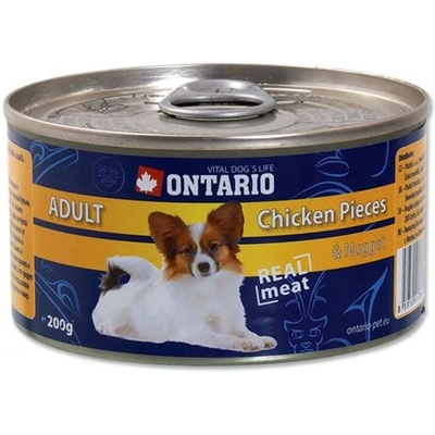 ONTARIO Консерва ONTARIO Adult за кучета, парчета пиле + нъгети, 200г