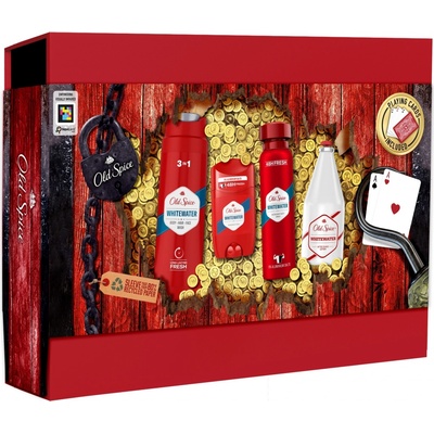 Old Spice Whitewater dárková sada: deodorant 150 ml + deostick 50 ml + sprchový gel 3v1 250 ml + voda po holení 100 ml + hrací karty