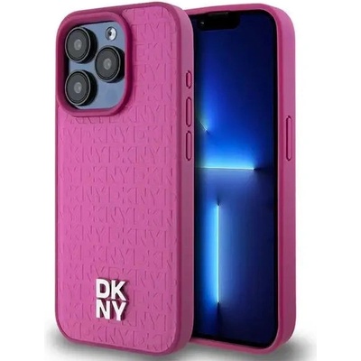 DKNY Кейс DKNY Leather Monogram Pattern Metal Logo MagSafe за iPhone 15 Pro, розов (3666339261955)