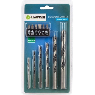 Fieldmann Fieldmann - Sada vrtákov do dreva + bity 12 ks chróm FT0150
