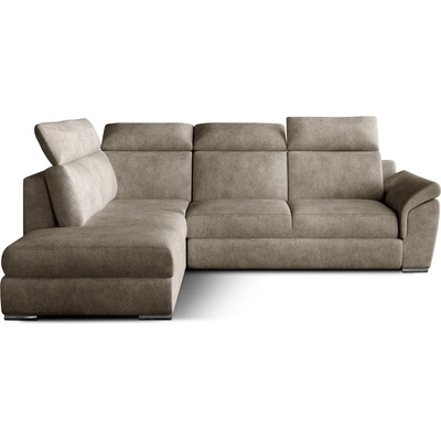 Eltap Бежов кадифен разтегателен ъглов диван с място за съхранение (ляв ъгъл L форма) Loreto - ELTAP (Lor_82)