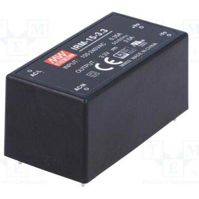 MEAN WELL IRM-15-3.3 Měnič: AC/DC; 11,55W; Uvst: 85÷264VAC,120÷370VDC; Uvýst: 3,3VDC