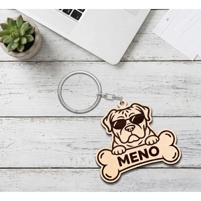 Prívesok na kľúče Karls DESIGN Drevená pes s menom Cane Corso