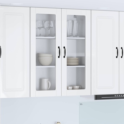 vidaXL Стенен стъклен шкаф PORTO Лъскаво бяло 80 x 31 x 100 см (885509)