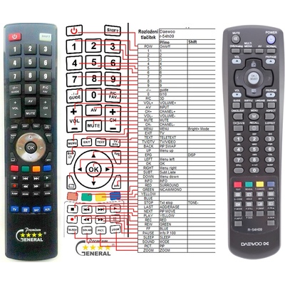 GENERAL DAEWOO R-54H09 (48B5454H0901) - съвместимо дистанционно управление на марката General (R-54H09 (48B5454H0901))