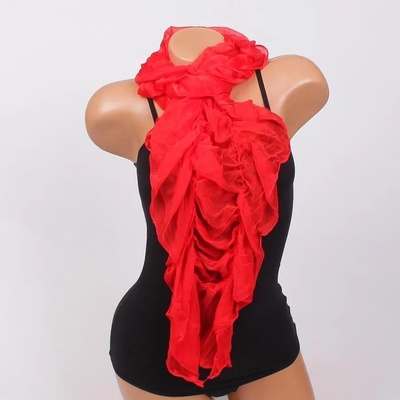 Стилен ярко червен шал с набран ефект