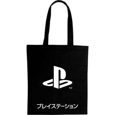 Bavlněná černá plátěná taška Playstation Katakana