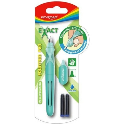 Plniace pero KEYROAD, ergonomické, 2 náplne zdarma, blister, mix farieb
