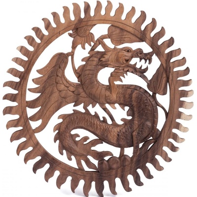 Dřevěná nástěnná dekorace DRAK natural ø 40 cm
