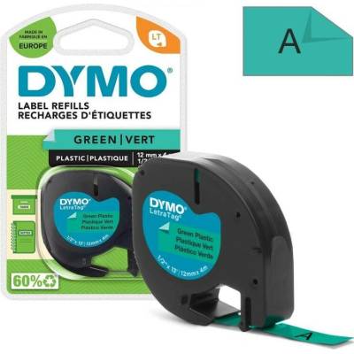 Páska DYMO LetraTag, černý tisk, 12mm (59425) zelená pvc, 4m