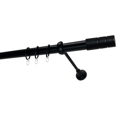 OK-GarnýžeCZ Garnýž kovová jednořadá 25mm Cylinder černá 100 cm do stěny / kroužky s háčkem