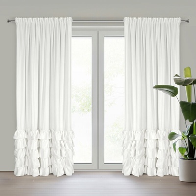 Takoy Záves CARLI z velúru zdobený volánmi a trblietavým pásom kryštálikov 140 x 270 cm-HF-454030 | 140 x 270 cm