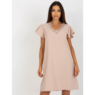 Koktejlové elegantné minišaty s čipkou WN-SK-VE45.09 beige