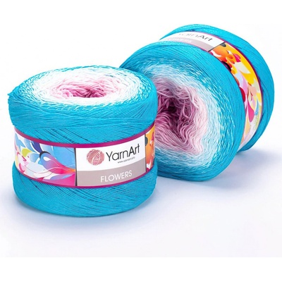 Pletací / háčkovací příze YarnArt FLOWERS 262 modro-růžovo-žlutý, melírovaná (duhová), fantasy, 250g/1000m