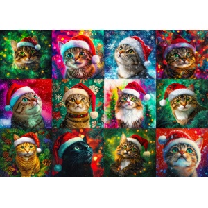 Enjoy - Puzzle Santa Cats - 1 000 piese