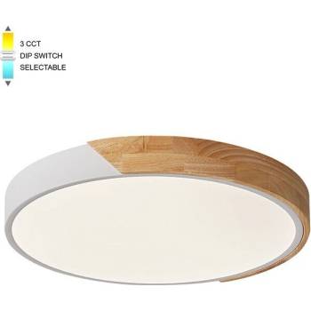 VITO LED Плафониера FINESSE R2 45W, 3xCCT-DIP, кръг, бяла + дърво - VITO (2026220)
