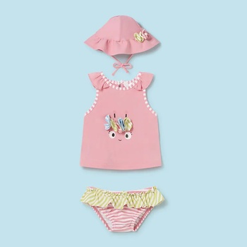 MAYORAL Бански комплект от 3 части в розов цвят за новородено момиче Mayoral