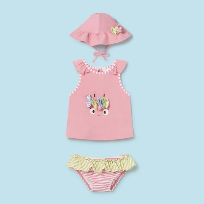 MAYORAL Бански комплект от 3 части в розов цвят за новородено момиче Mayoral