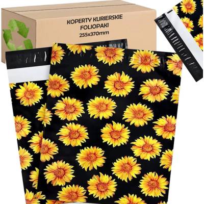 Real Home KURIÉRSKÝ OBÁLKOVÝ FOLIOPAK ČERNÝ SE SLUNEČNICÍ 255 x 370 mm 50 ks