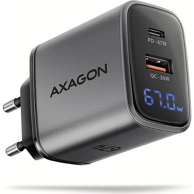 AXAGON ACU-PQ67D - PD3.0 & QC4+ 2xOUTPUTS, LCD display, wall charger 67W (ACU-PQ67D)
