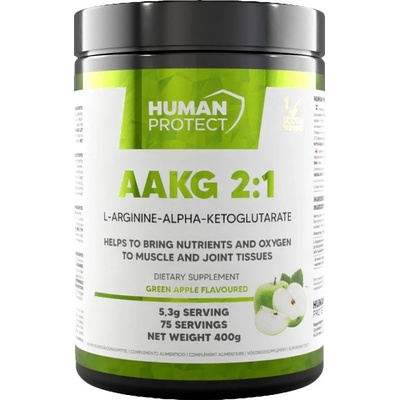 Human Protect AAKG 2: 1 Powder | L-Arginine-Alpha-Ketoglutarate [400 грама] Зелена ябълка