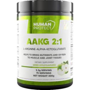 Human Protect AAKG 2: 1 Powder | L-Arginine-Alpha-Ketoglutarate [400 грама] Зелена ябълка