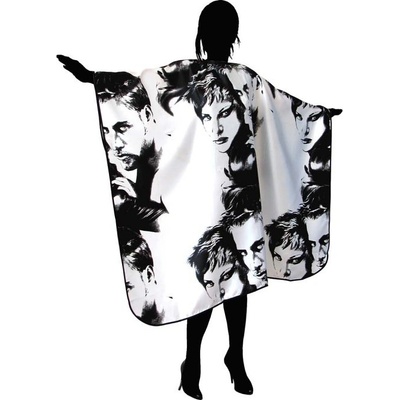 Duko 9082 Luxusní kadeřnický střihací plášť saténový černobílý