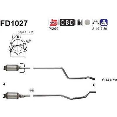 Filtr sazových částic, výfukový systém AS FD1027
