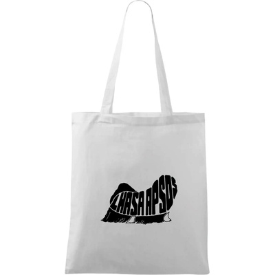 Lhasa Apso nápis v tele Taška bavlnená 42 x 38 cm Biela