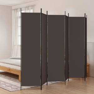 vidaXL Параван за стая, 6 панела, кафяв, 300x200 см, плат (350191)