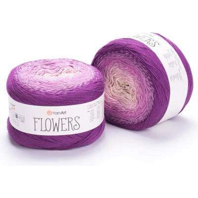 Yarn Art příze Flowers 290 krémová, variace fialové