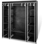 vidaXL Текстилен гардероб с отделения и летви, 45 x 150 x176 см, черен (240495)