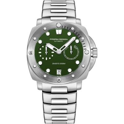 Pagani Мъжки часовник Pagani Design Sarian, Автоматичен, Неръждаема стомана, Сребрист / Зелен (PD-1767-SILVER-GREEN)