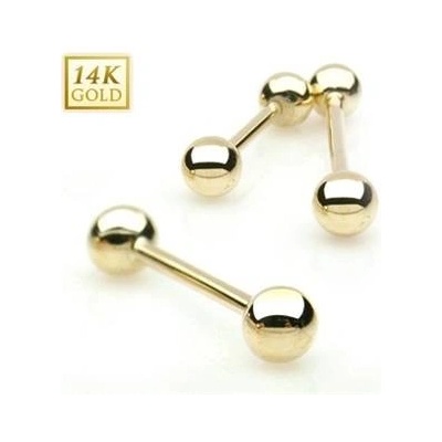 Šperky4U zlatý piercing do jazyka tyčka ZL01105-1612-YG