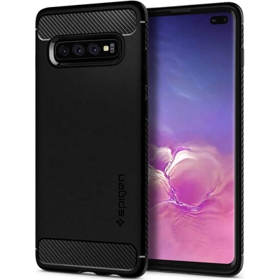 Spigen Rugged Armor Case - тънък качествен силиконов (TPU) калъф за Samsung Galaxy S10 Plus (черен)