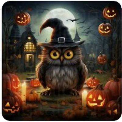 Norimpex - Puzzle Diamant painting: Owl on Halloween 30x40cm - 1 - 39 piese
