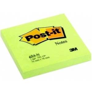Post-it Neon block 654N, 76x76mm, bright green, 100 sheets (3M0306)