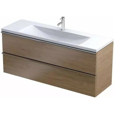 Oristo Etna skrinka 119.6x38x50 cm závesná kúpeľňová skrinka pod umývadlo dub OR52C-SD2S-120-78