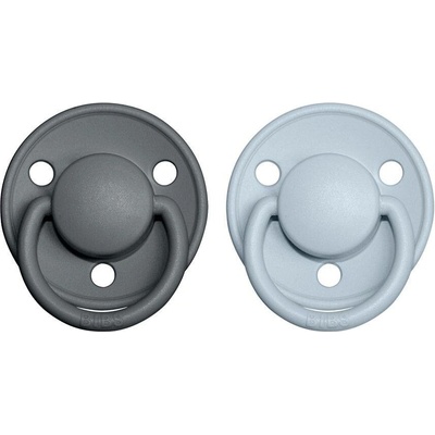 Bibs De Lux kaučuk kulaté 2ks Iron/Baby Blue