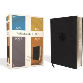 Image 1 of Niv, Kjv, Nasb, Amplified, Parallel Bible, Leathersoft, Black: Four Bible Versions Together for Study and Comparison | Zondervan