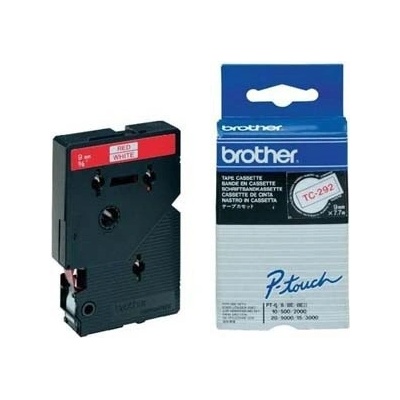 Páska do tlačiarne štítkov Brother, TC-292, 9mm, červená tlač/biely podklad, O TC292