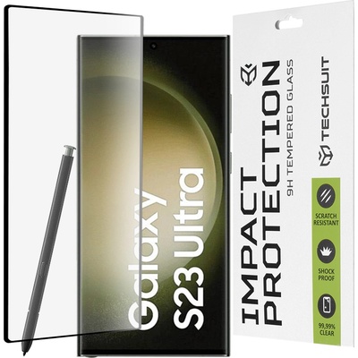 Techsuit Протектор за Samsung Galaxy S23 Ultra - 111D Full Cover / Full Glue Glass / 3D Curved Screen - Черен