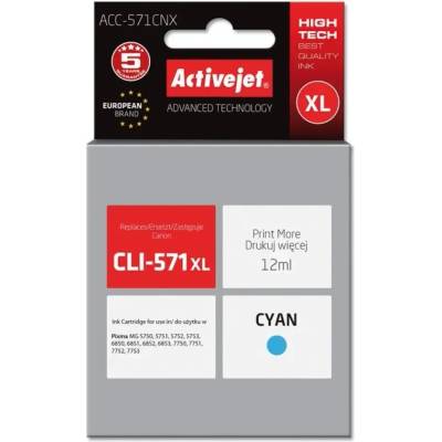 Activejet Мастило Activejet ACC-571CNX (заместител за Canon CLI-571XLC, Supreme, 12 ml, циан) (ACC-571CNX)
