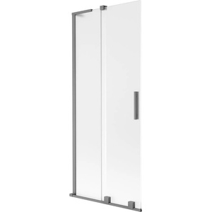 Mexen Velar L параван за вана, плъзгащ се, двукрилен 85 x 150 cm, матирано стъкло, gun metal - 896-085-003-31-95 (896-085-003-31-95)