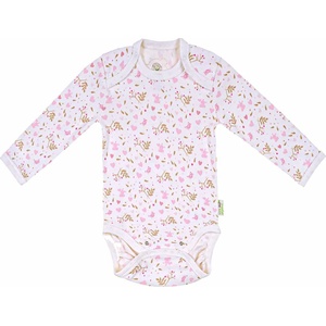 Bio Baby Боди с дълъг ръкав Bio Baby - Органичен памук, 80 cm, 12 месеца, бяло-розово (97220133) - baby