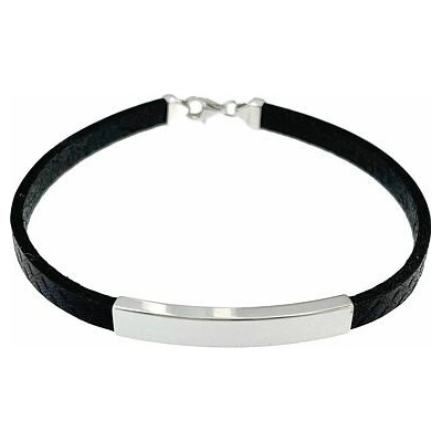 INFINITYSILVER Kožený vzorovaný náramok s doštičkou SB19027421