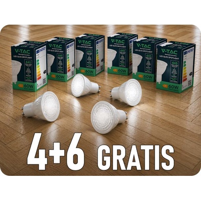 V-TAC GU10 LED žárovka 6W, 445lm, 38°, 4+6 teplá bílá