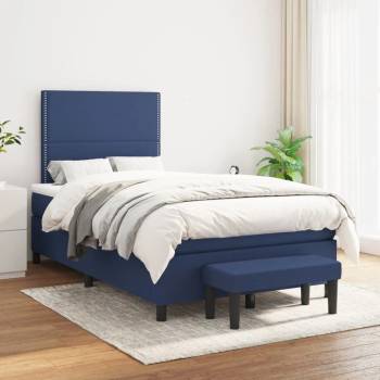 vidaXL Боксспринг легло с матрак, синьо, 120x200 см, плат (3136507)